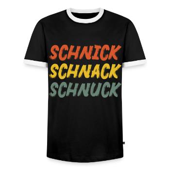 Schnick Schnack Schnuck Handspiel Design - Men's Ringer Shirt - black/white - Front - AI Model Female 172 light (172cm) & AI Model Male 178 light (178cm)