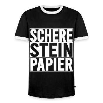 Schere Stein Papier Handspiel Design - Männer Kontrast-T-Shirt - Schwarz/Weiß - Vorne - AI Model Female 172 light (172cm) & AI Model Male 178 light (178cm)