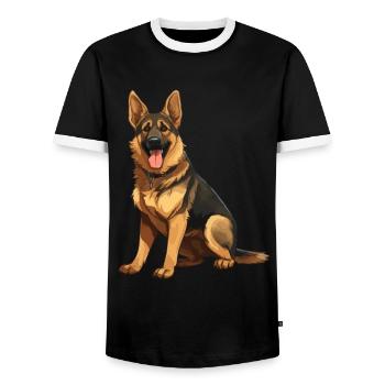 Animal Lover - Cute Animal Graphic - Dog - Men's Ringer Shirt - black/white - Front - AI Model Female 172 light (172cm) & AI Model Male 178 light (178cm)
