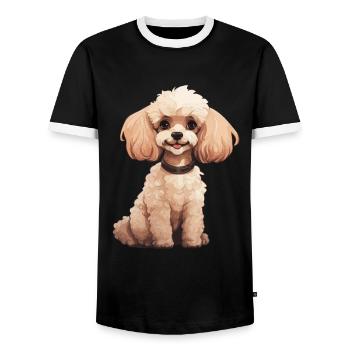 Animal Lover - Cute Animal Graphic - Dog - Men's Ringer Shirt - black/white - Front - AI Model Female 172 light (172cm) & AI Model Male 178 light (178cm)