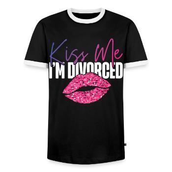 Bonne fête de divorce Embrasse-moi Je suis - T-shirt contrasté Homme - noir/blanc - Devant - AI Model Female 172 light (172cm) & AI Model Male 178 light (178cm)