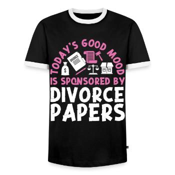 Happy Divorce Party Today's Good - Männer Kontrast-T-Shirt - Schwarz/Weiß - Vorne - AI Model Female 172 light (172cm) & AI Model Male 178 light (178cm)