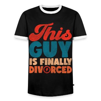 Happy Divorce Party This Guy Is - Männer Kontrast-T-Shirt - Schwarz/Weiß - Vorne - AI Model Female 172 light (172cm) & AI Model Male 178 light (178cm)