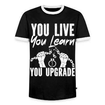 Happy Divorce Party You Live You - Men's Ringer Shirt - black/white - Front - AI Model Female 172 light (172cm) & AI Model Male 178 light (178cm)