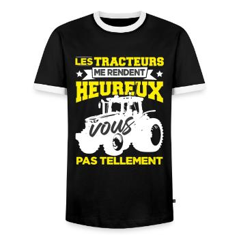 Paysan Tracteur Cadeau - T-shirt contrasté Homme - noir/blanc - Devant - AI Model Female 172 light (172cm) & AI Model Male 178 light (178cm)