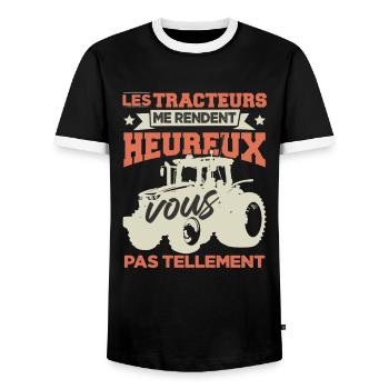 Tracteur Humour Paysan Fermier - T-shirt contrasté Homme - noir/blanc - Devant - AI Model Female 172 light (172cm) & AI Model Male 178 light (178cm)