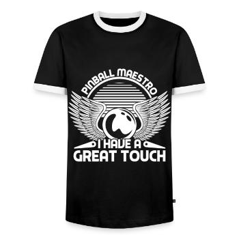 Pinball Maestro J’ai une grande touche flipper drôle - T-shirt contrasté Homme - noir/blanc - Devant - AI Model Female 172 light (172cm) & AI Model Male 178 light (178cm)