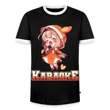 Filles Manga Anime Karaoké - T-shirt contrasté Homme - noir/blanc - Devant - AI Model Female 172 light (172cm) & AI Model Male 178 light (178cm)