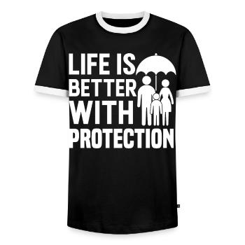 Funny Insurance Broker - Men's Ringer Shirt - black/white - Front - AI Model Female 172 light (172cm) & AI Model Male 178 light (178cm)