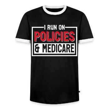 Funny Medical Insurance Agent Broker - Men's Ringer Shirt - black/white - Front - AI Model Female 172 light (172cm) & AI Model Male 178 light (178cm)