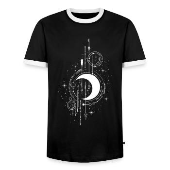 Mystisches Design: Halbmond und Sterne für Wicca - Männer Kontrast-T-Shirt - Schwarz/Weiß - Vorne - AI Model Female 172 light (172cm) & AI Model Male 178 light (178cm)