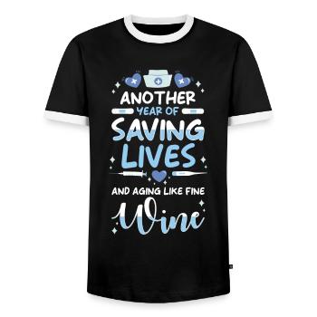 Krankenschwester Geburtstagsgeschenk - Männer Kontrast-T-Shirt - Schwarz/Weiß - Vorne - AI Model Female 172 light (172cm) & AI Model Male 178 light (178cm)