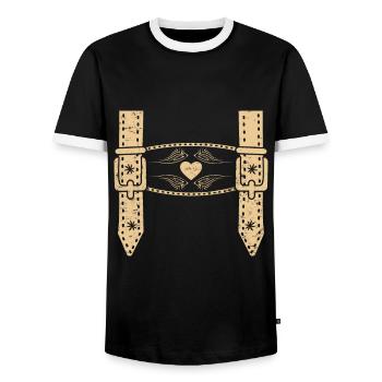 Lederhosen Trachten Shirt Männer Bayerisch - Männer Kontrast-T-Shirt - Schwarz/Weiß - Vorne - AI Model Female 172 light (172cm) & AI Model Male 178 light (178cm)