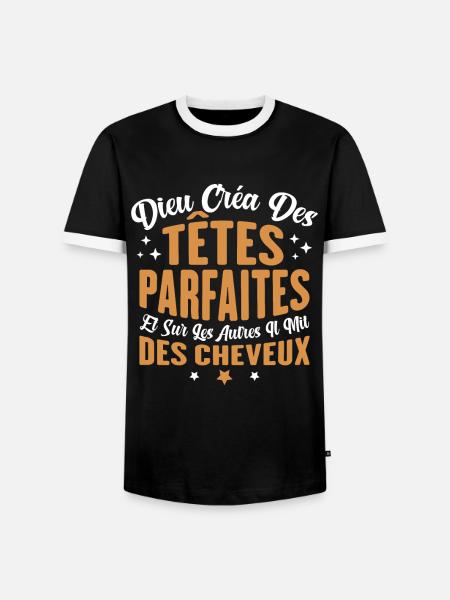 Dieu créa des têtes parfaites - T-shirt contrasté Homme - noir/blanc