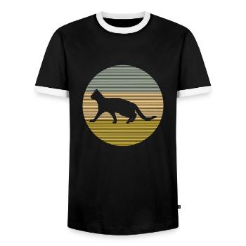 Chat - T-shirt contrasté Homme - noir/blanc - Devant - AI Model Female 172 light (172cm) & AI Model Male 178 light (178cm)