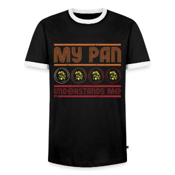Ma casserole me comprend - à la recherche d’or - T-shirt contrasté Homme - noir/blanc - Devant - AI Model Female 172 light (172cm) & AI Model Male 178 light (178cm)