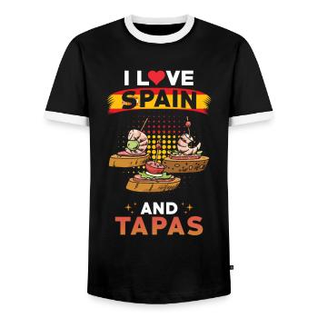 Tapas Spain Spanish cuisine - Men's Ringer Shirt - black/white - Front - AI Model Female 172 light (172cm) & AI Model Male 178 light (178cm)