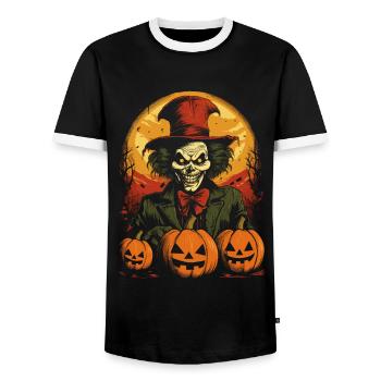 Clown effrayant avec des citrouilles et la pleine lune rouge - T-shirt contrasté Homme - noir/blanc - Devant - AI Model Female 172 light (172cm) & AI Model Male 178 light (178cm)