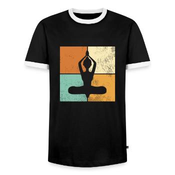 Meditation - Men's Ringer Shirt - black/white - Front - AI Model Female 172 light (172cm) & AI Model Male 178 light (178cm)
