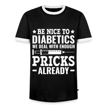 Sensibilisation au diabète - Diabète diabétique de type 1 - T-shirt contrasté Homme - noir/blanc - Devant - AI Model Female 172 light (172cm) & AI Model Male 178 light (178cm)