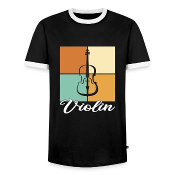 Geige - Männer Kontrast-T-Shirt - Schwarz/Weiß - Vorne - AI Model Female 172 light (172cm) & AI Model Male 178 light (178cm)