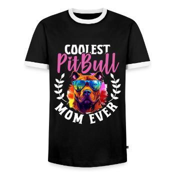 Pittie Dog Breed Pet - Coolest Pitbull Mom Ever - Männer Kontrast-T-Shirt - Schwarz/Weiß - Vorne - AI Model Female 172 light (172cm) & AI Model Male 178 light (178cm)