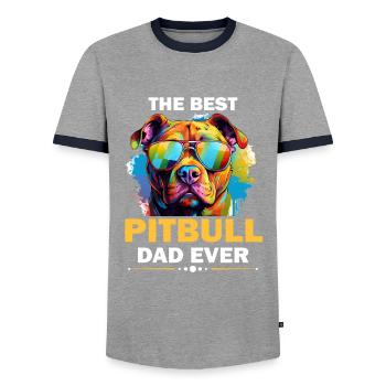 Pittie Dog Breed Pet - Le meilleur père pitbull de tous les temps - T-shirt contrasté Homme - gris/marine  - Devant - AI Model Female 172 light (172cm) & AI Model Male 178 light (178cm)