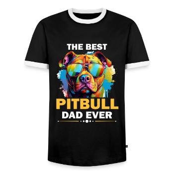 Pittie Dog Breed Pet - The Best Pitbull Dad Ever - Männer Kontrast-T-Shirt - Schwarz/Weiß - Vorne - AI Model Female 172 light (172cm) & AI Model Male 178 light (178cm)