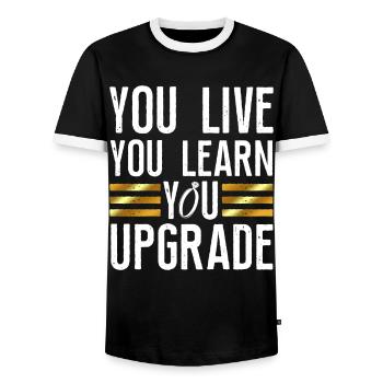 Happy Divorce Party You Live You - Men's Ringer Shirt - black/white - Front - AI Model Female 172 light (172cm) & AI Model Male 178 light (178cm)