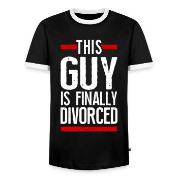 Happy Divorce Party This Guy Is - Männer Kontrast-T-Shirt - Schwarz/Weiß - Vorne - AI Model Female 172 light (172cm) & AI Model Male 178 light (178cm)