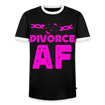 Happy Divorce Party Divorce Af - Men's Ringer Shirt - black/white - Front - AI Model Female 172 light (172cm) & AI Model Male 178 light (178cm)