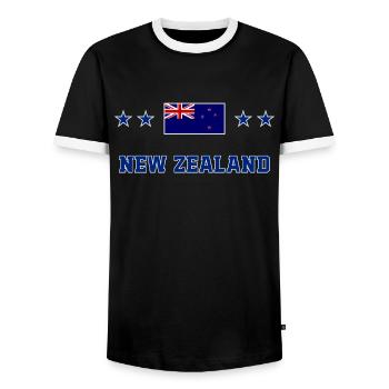Nouvelle Zélande - T-shirt contrasté Homme - noir/blanc - Devant - AI Model Female 172 light (172cm) & AI Model Male 178 light (178cm)