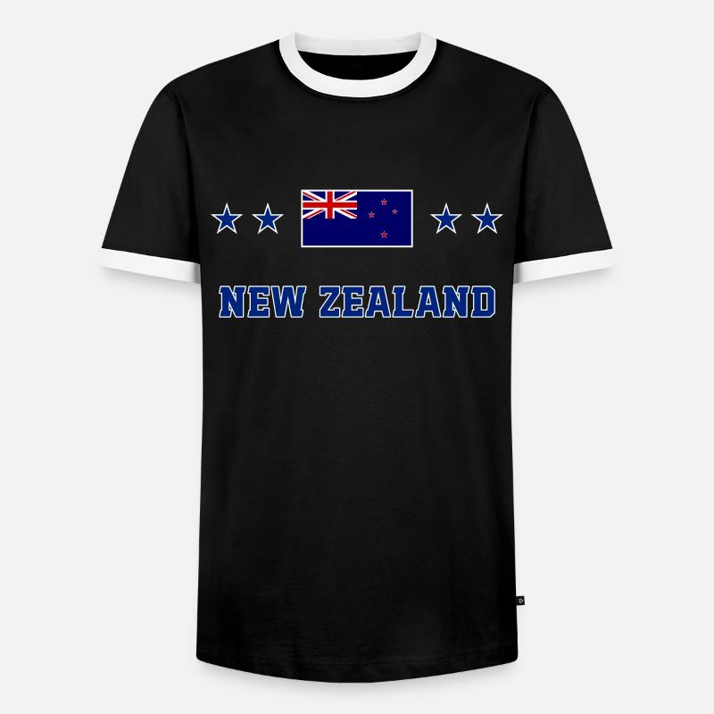 Neuseeland - Männer Kontrast-T-Shirt - Schwarz/Weiß