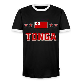 Tonga - Männer Kontrast-T-Shirt - Schwarz/Weiß - Vorne - AI Model Female 172 light (172cm) & AI Model Male 178 light (178cm)
