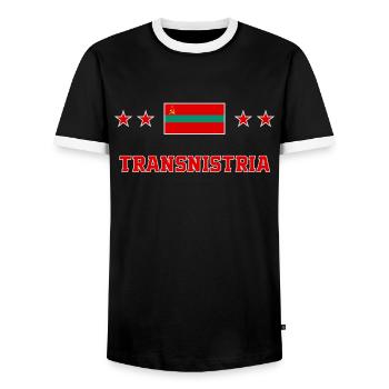Transnistria - Men's Ringer Shirt - black/white - Front - AI Model Female 172 light (172cm) & AI Model Male 178 light (178cm)