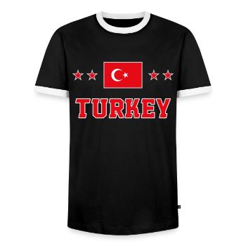 Türkei - Männer Kontrast-T-Shirt - Schwarz/Weiß - Vorne - AI Model Female 172 light (172cm) & AI Model Male 178 light (178cm)