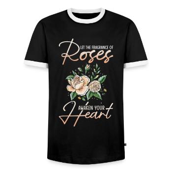 pétales de rose roses arôme de roseraie parfum de rose - T-shirt contrasté Homme - noir/blanc - Devant - AI Model Female 172 light (172cm) & AI Model Male 178 light (178cm)
