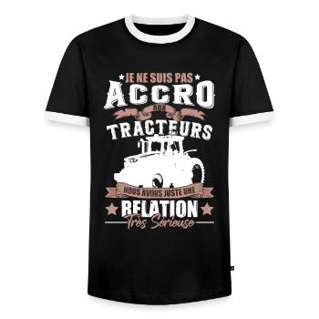 Fermier Tracteur Humour Ferme Cadeau - T-shirt contrasté Homme - noir/blanc - Devant - AI Model Female 172 light (172cm) & AI Model Male 178 light (178cm)