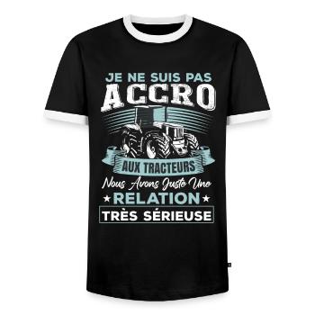 Fête des pères humoristique tracteur - T-shirt contrasté Homme - noir/blanc - Devant - AI Model Female 172 light (172cm) & AI Model Male 178 light (178cm)