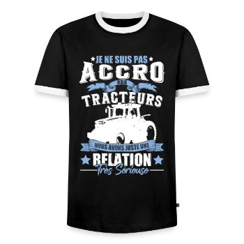 Paysan Fermier Tracteur - T-shirt contrasté Homme - noir/blanc - Devant - AI Model Female 172 light (172cm) & AI Model Male 178 light (178cm)