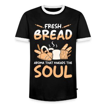 Bread Baker Baking - Men's Ringer Shirt - black/white - Front - AI Model Female 172 light (172cm) & AI Model Male 178 light (178cm)