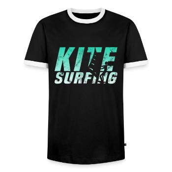 Kite surfing - Men's Ringer Shirt - black/white - Front - AI Model Female 172 light (172cm) & AI Model Male 178 light (178cm)