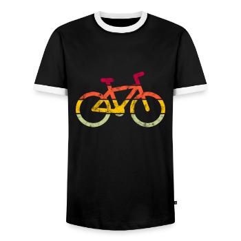 Vélo Rétro - T-shirt contrasté Homme - noir/blanc - Devant - AI Model Female 172 light (172cm) & AI Model Male 178 light (178cm)