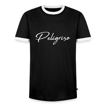 Peligroso Espagnol dangereux - T-shirt contrasté Homme - noir/blanc - Devant - AI Model Female 172 light (172cm) & AI Model Male 178 light (178cm)