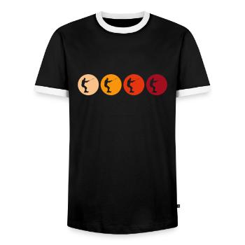 Kite Surfing Retro - Men's Ringer Shirt - black/white - Front - AI Model Female 172 light (172cm) & AI Model Male 178 light (178cm)