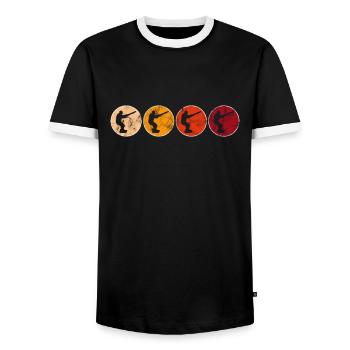 Kite Surfing Retro - Men's Ringer Shirt - black/white - Front - AI Model Female 172 light (172cm) & AI Model Male 178 light (178cm)