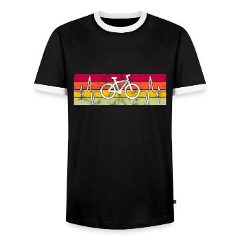 Fahrrad Retro Herzschlag - Männer Kontrast-T-Shirt - Schwarz/Weiß - Vorne - AI Model Female 172 light (172cm) & AI Model Male 178 light (178cm)