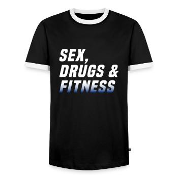Drogues sexuelles et fitness - T-shirt contrasté Homme - noir/blanc - Devant - AI Model Female 172 light (172cm) & AI Model Male 178 light (178cm)