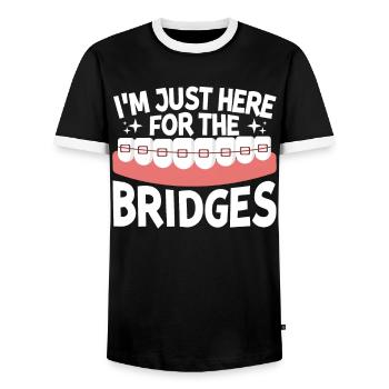 Drôle de technicien de laboratoire dentaire Dentiste - T-shirt contrasté Homme - noir/blanc - Devant - AI Model Female 172 light (172cm) & AI Model Male 178 light (178cm)