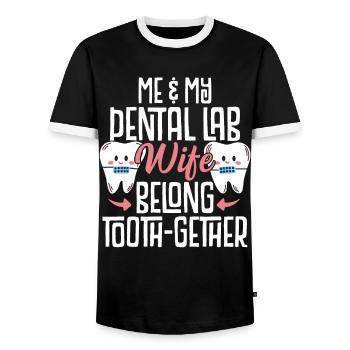 Drôle de mari du laboratoire dentaire - T-shirt contrasté Homme - noir/blanc - Devant - AI Model Female 172 light (172cm) & AI Model Male 178 light (178cm)